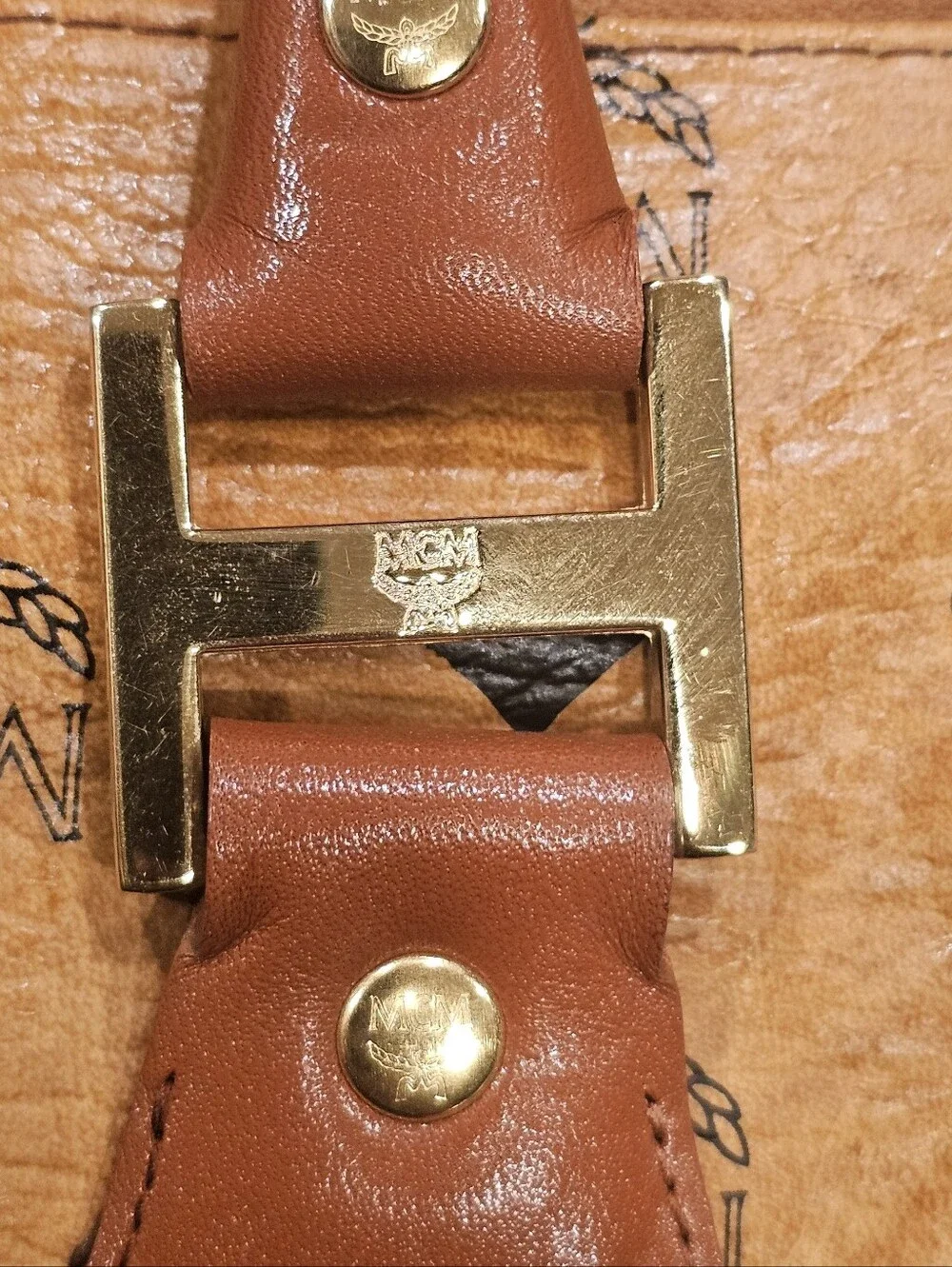 MCM Vintage Cognac Visetos Boston Bag